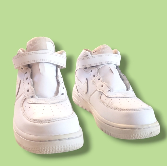 Nike Air Force 1 Mid Kids Shoe Size 9c White Training Sneaker Pre-owned - Picture 2 of 7